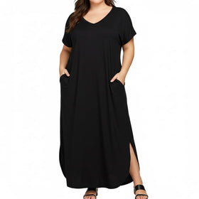 Plus Size Solid Maxi Dress