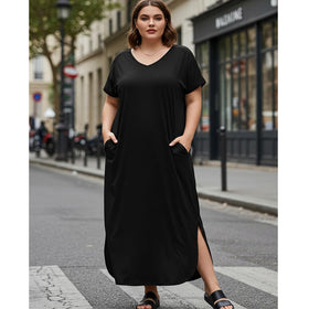Plus Size Solid Maxi Dress