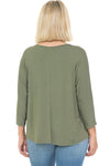 Plus Size Studded 3/4 Sleeve Dolman Top