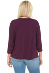 Round Neck 3/4 Sleeve Crochet Neck Top