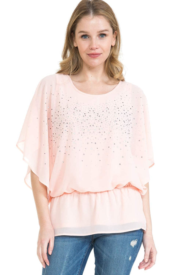 Women and Plus Size Tank Attached Floral Printed Elastic Waist Chiffon Poncho