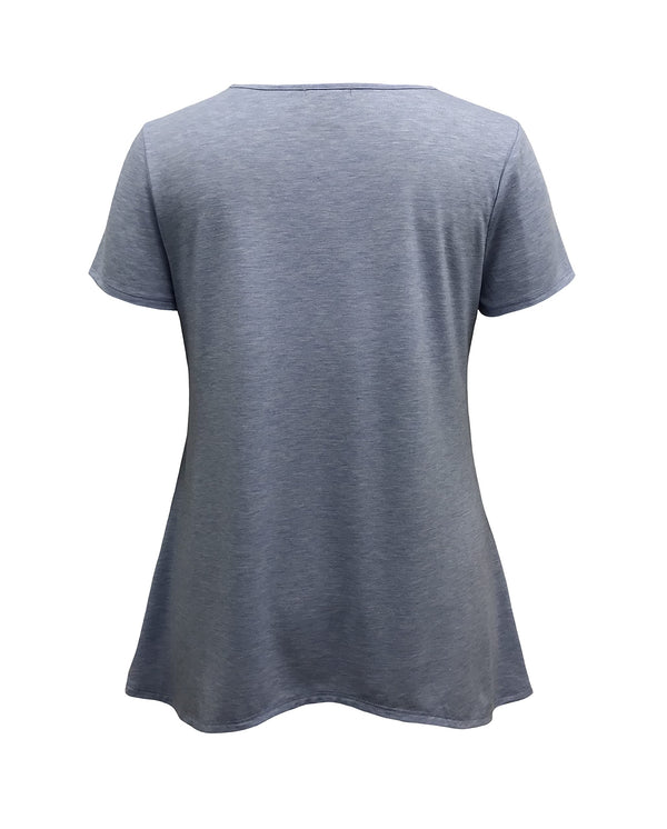 Plus Size Medallion Short Sleeve High-Low Print Top