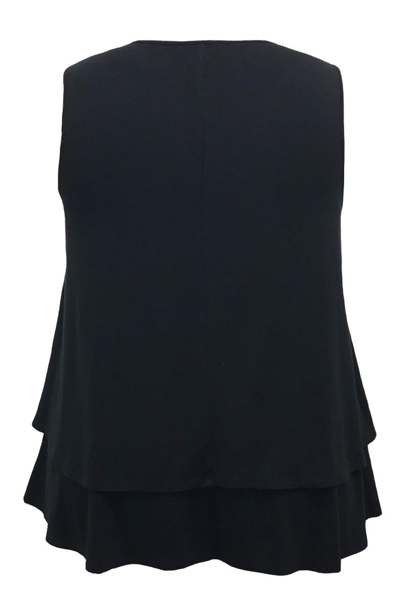 Plus Size Solid V-Neck Tier Tank