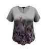 Plus Size Floral V-Neck Short Sleeve Print Top