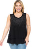 Plus Size Studded V-Neck Tier Tank