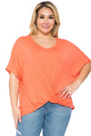 Plus Size V-Neck Twist Front Top
