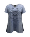 Plus Size Medallion Short Sleeve High-Low Print Top