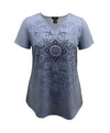 Plus Size Medallion V-Neck Short Sleeve Graphic Print Top