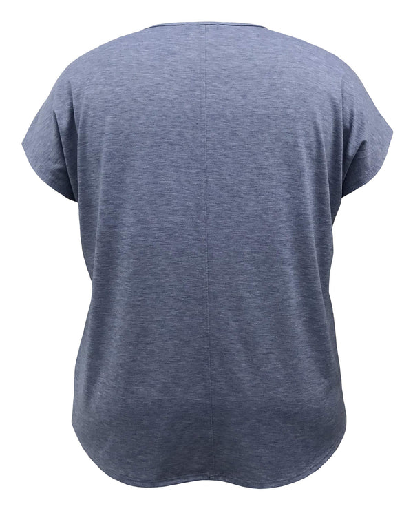 Plus Size Necklace Crew Neck Dolman Short Sleeve Print Top
