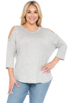 Women and Plus Size French Terry Cold Shoulder Sweatshirt