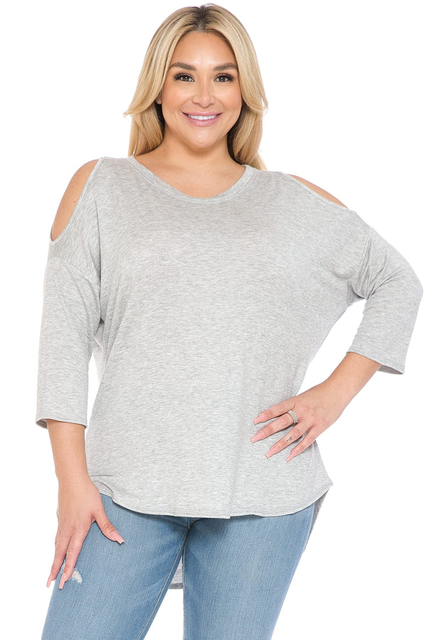 Women and Plus Size French Terry Cold Shoulder Sweatshirt