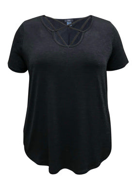 Plus Size Criss-Cross Neck Short Sleeve Top