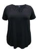 Plus Size Criss-Cross Neck Short Sleeve Top