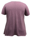 Women and Plus Size Mauve Floral High-Low Hem V-Neck Short Sleeve Print Top