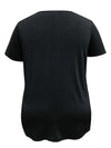 Plus Size Criss-Cross Neck Short Sleeve Top
