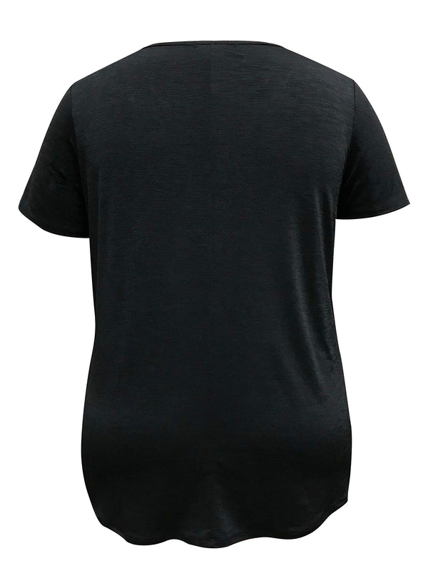 Plus Size Criss-Cross Neck Short Sleeve Top
