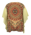 Plus Size Tank Attached Medallion Printed Square Chiffon Poncho Blouse