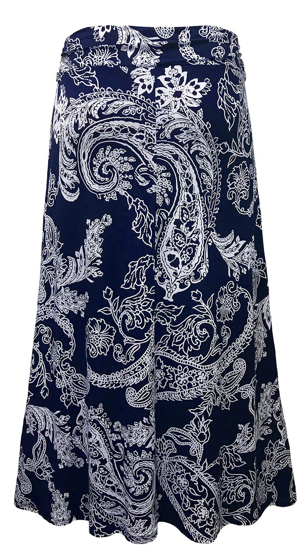 Plus Size Border Paisley A Line Maxi Skirt