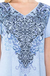 Plus Size Navy Paisley High-Low Hem V-Neck Short Sleeve Print Top