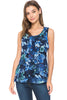 Plus Size Printed Mesh Crew Neck Ruffle Tank