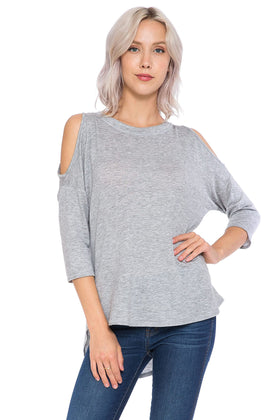 Women and Plus Size French Terry Cold Shoulder Sweatshirt