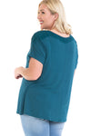 Plus Size Round Neck Short Sleeve Crochet Neck Top
