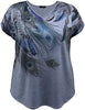 Women's Feather Print V-Neck Dolman Short Sleeve Top