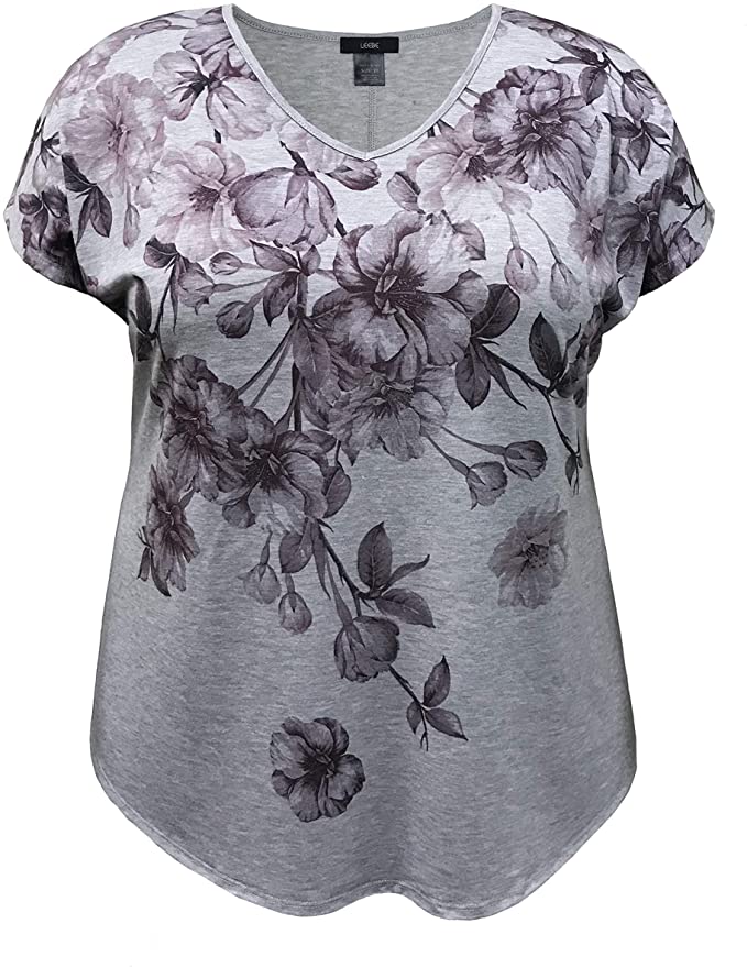 LBECLEY Womens Tops Summer Women Shirts Women's Flower Printing V Neck T  Shirt Summer Flowy Short Sleeve Printed for Women L V T Shirts for Women  Brown L 