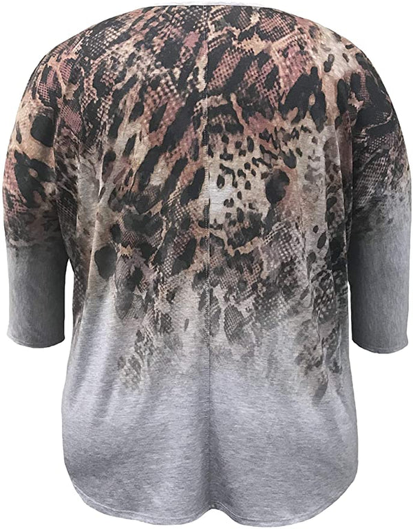 Cheetah 3/4 Dolman Sleeve Print Top