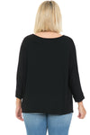 V-Neck Twist Front 3/4 Sleeve Top