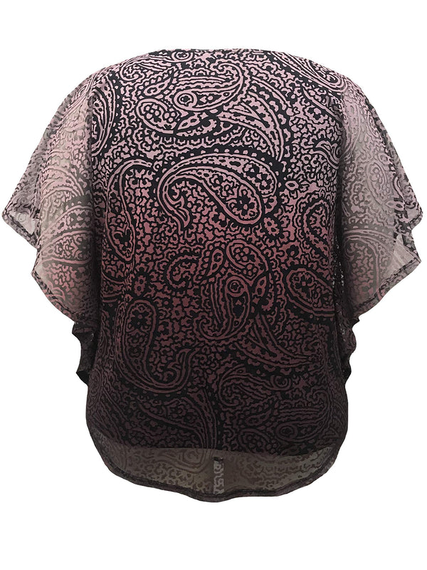 Paisley Burnout Poncho Blouse Top