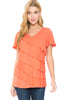 Plus Size V-Neck Short Sleeve Ruffle  Top