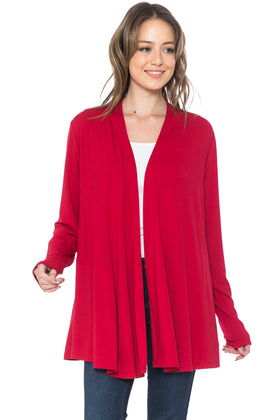 Women and Plus Size Long Sleeve Open Front Cardigan
