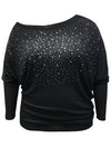 Black Studded Off-Shoulder Sweater