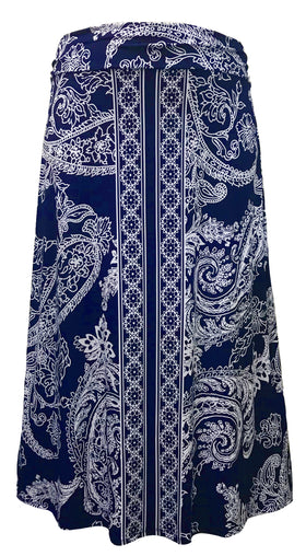 Plus Size Border Paisley A Line Maxi Skirt