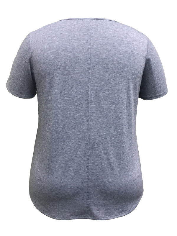 Solid Crew Neck Short Sleeve Heather Top