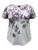 Purple Floral Short Sleeve Print Top