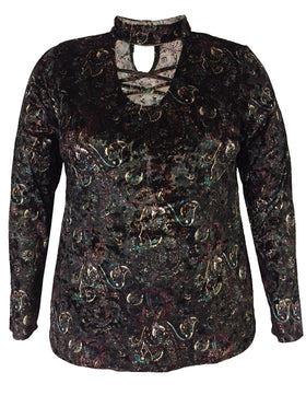 Paisley Print Velvet Top