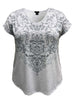 Women's Paisley Print V-Neck Dolman Short Sleeve Top