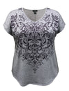 Women's Paisley Print V-Neck Dolman Short Sleeve Top