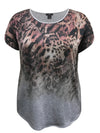 Cheetah Crew Neck Dolman Short Sleeve Print Top