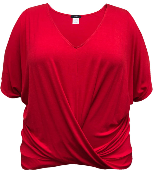 Twist Front Cold Shoulder Red Top