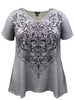 Paisley High-Low Hem V-Neck Short Sleeve Print Top