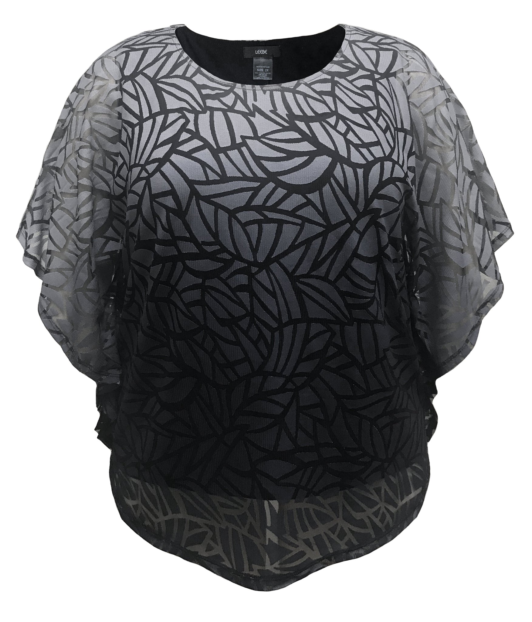 美品◆ショートトップス　PONCHO SILHOUETTE JERSEY TOP Ombre Burnout Poncho Top | Leebe