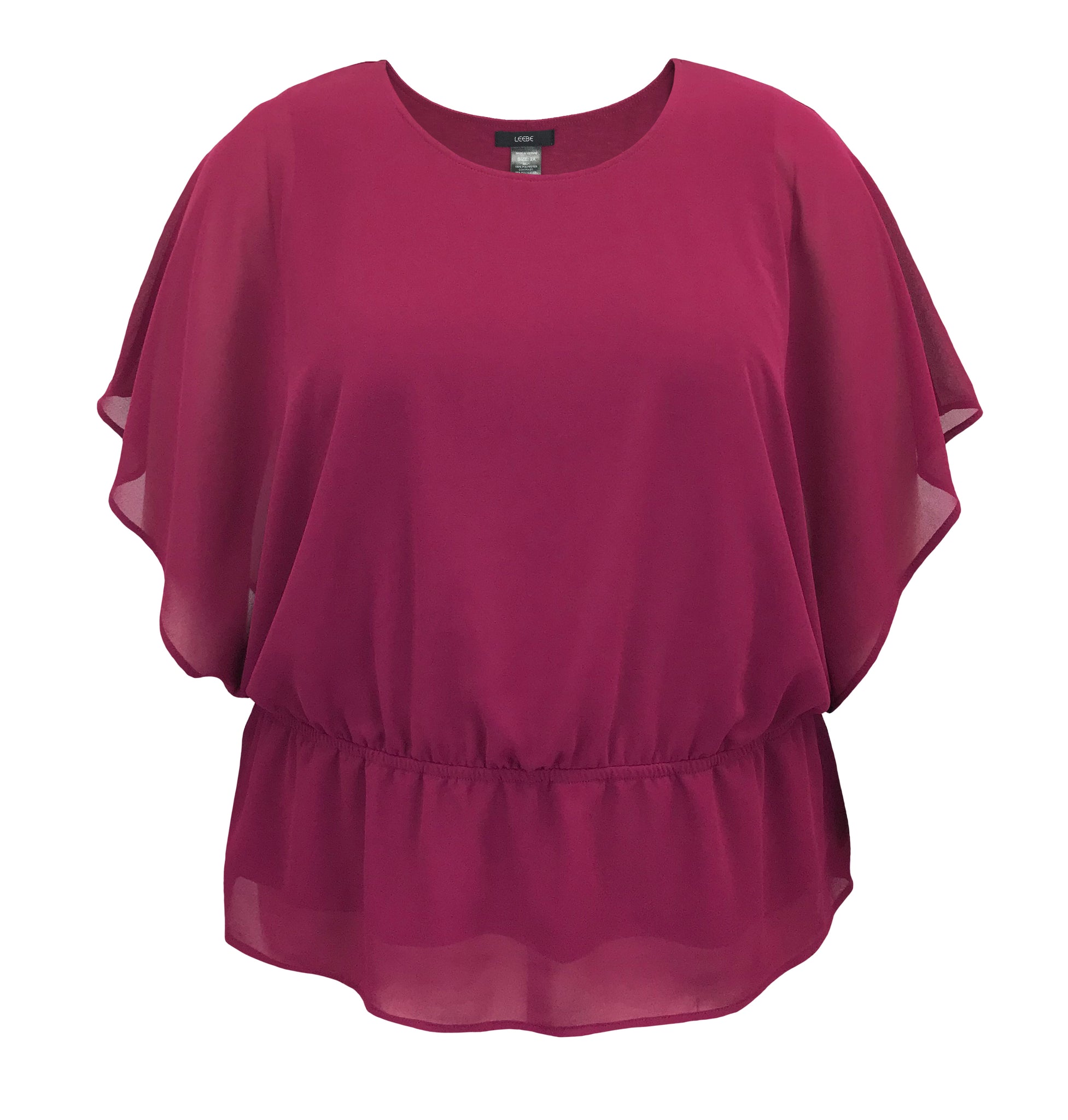 Women s Solid Elastic Waist Chiffon Poncho