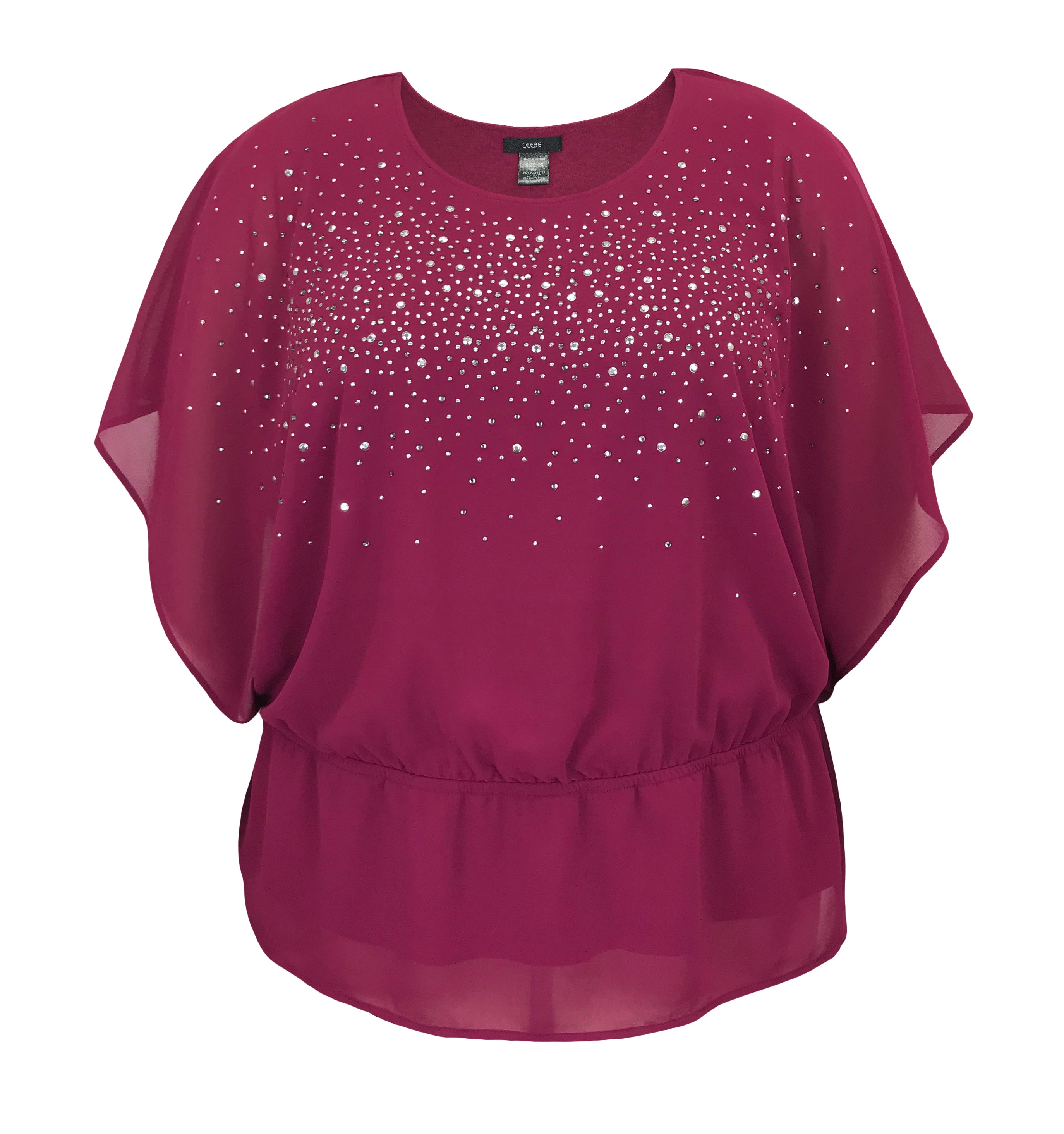 Women's Studded Elastic Waist Chiffon Poncho | Leebe