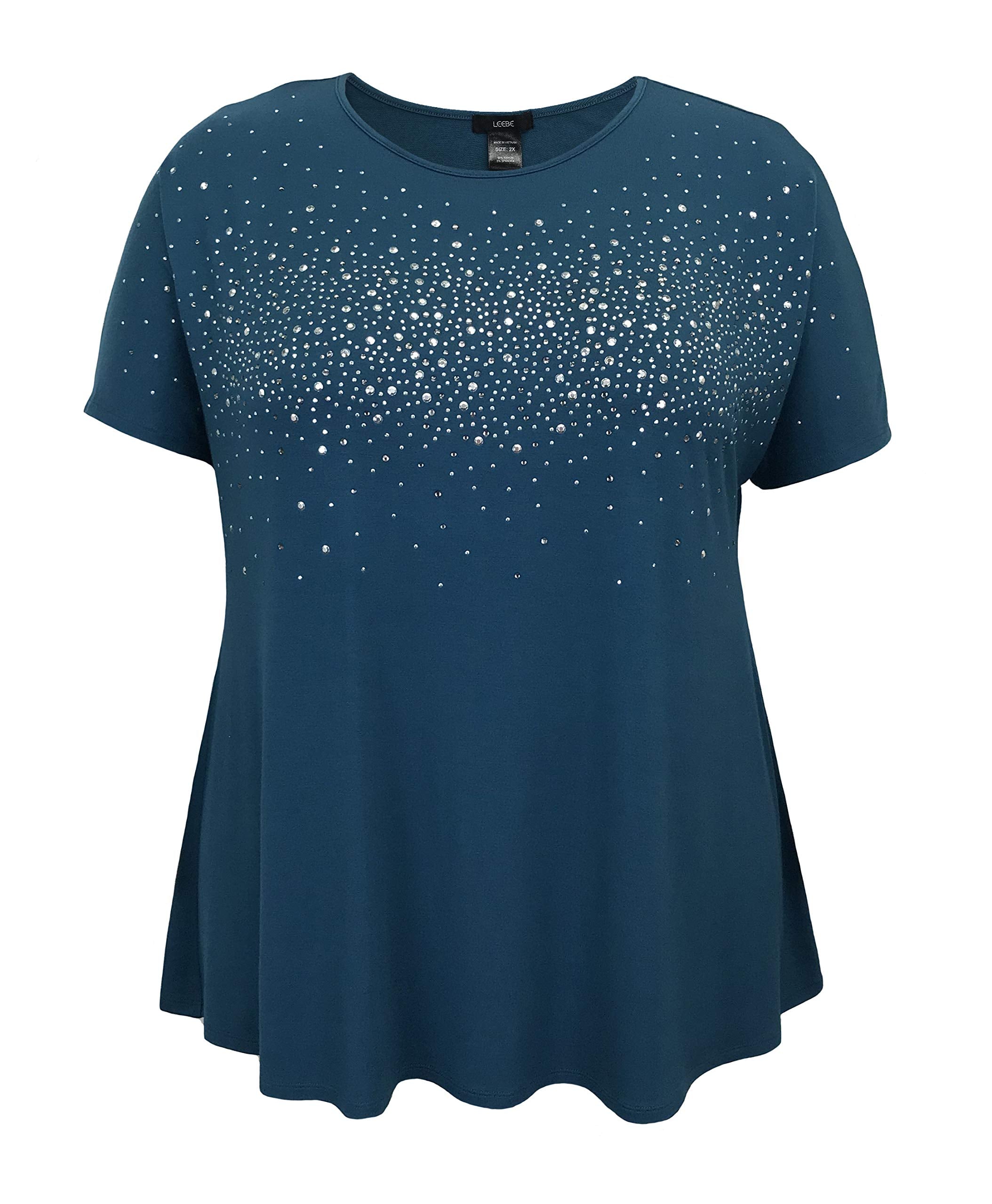 売れ筋商品|||ゲス カットソー トップス レディース Women's Short-Sleeve Bling Boots Tee Nimbusblue Crew Neck Studded Short Sleeve Swing Top | Leebe