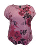Plus Size Mauve Floral Crew-Neck Dolman Short Sleeve Top