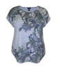 Women and Plus Size Teal Paisley Crew Neck Dolman Short Sleeve Print Top