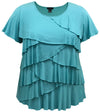 Women's Crew Neck Short Sleeve Ruffle Top